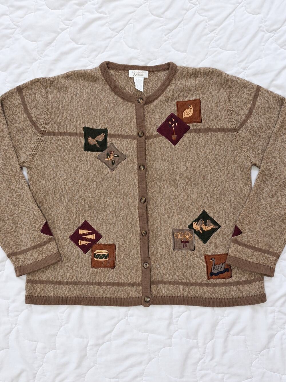 Vintage 2002 Christopher & Banks 12 Days of Christmas Cardigan Sweater L - Picture 1 of 8